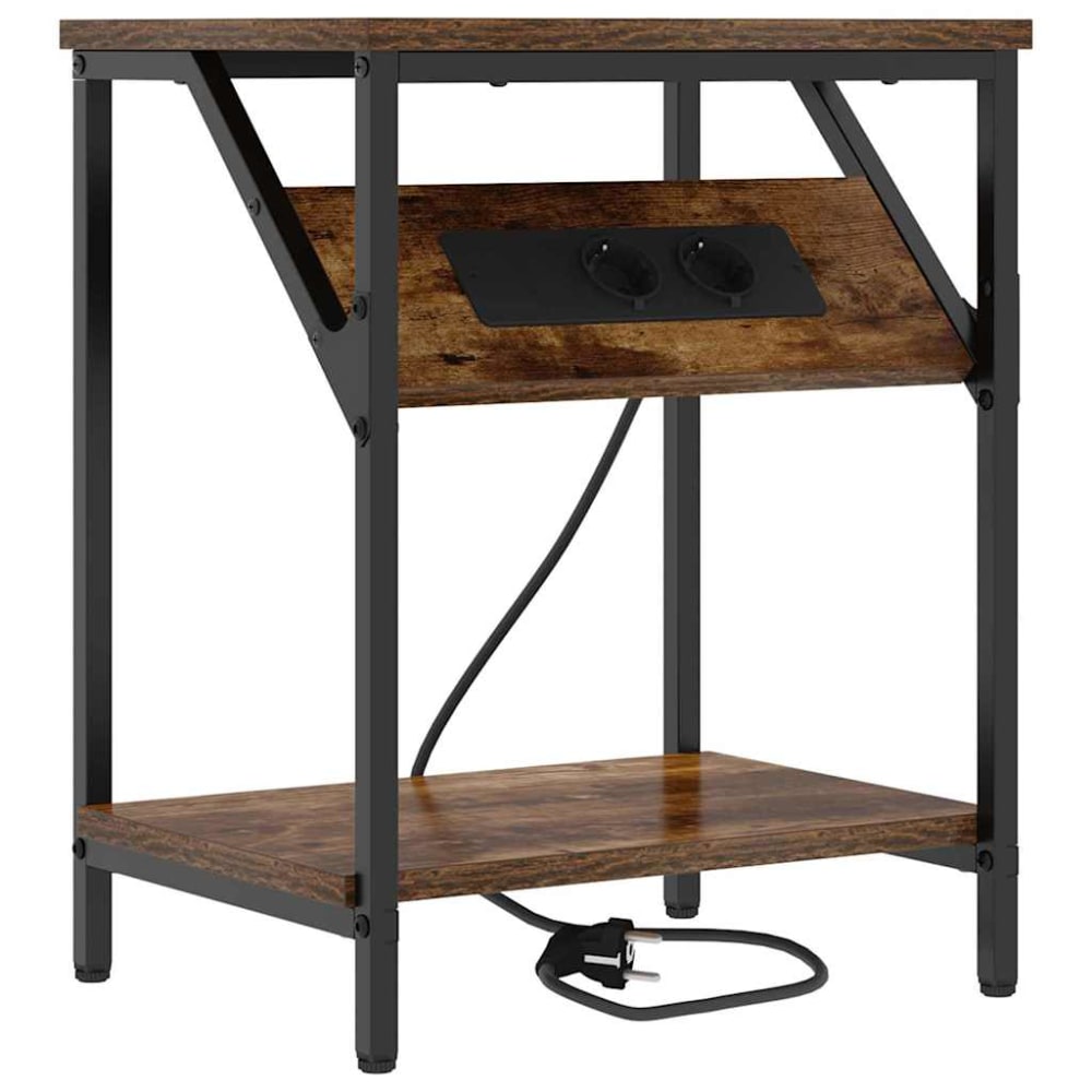 Tables de chevet en bois ambre marron 38 x 30 x 48 cm