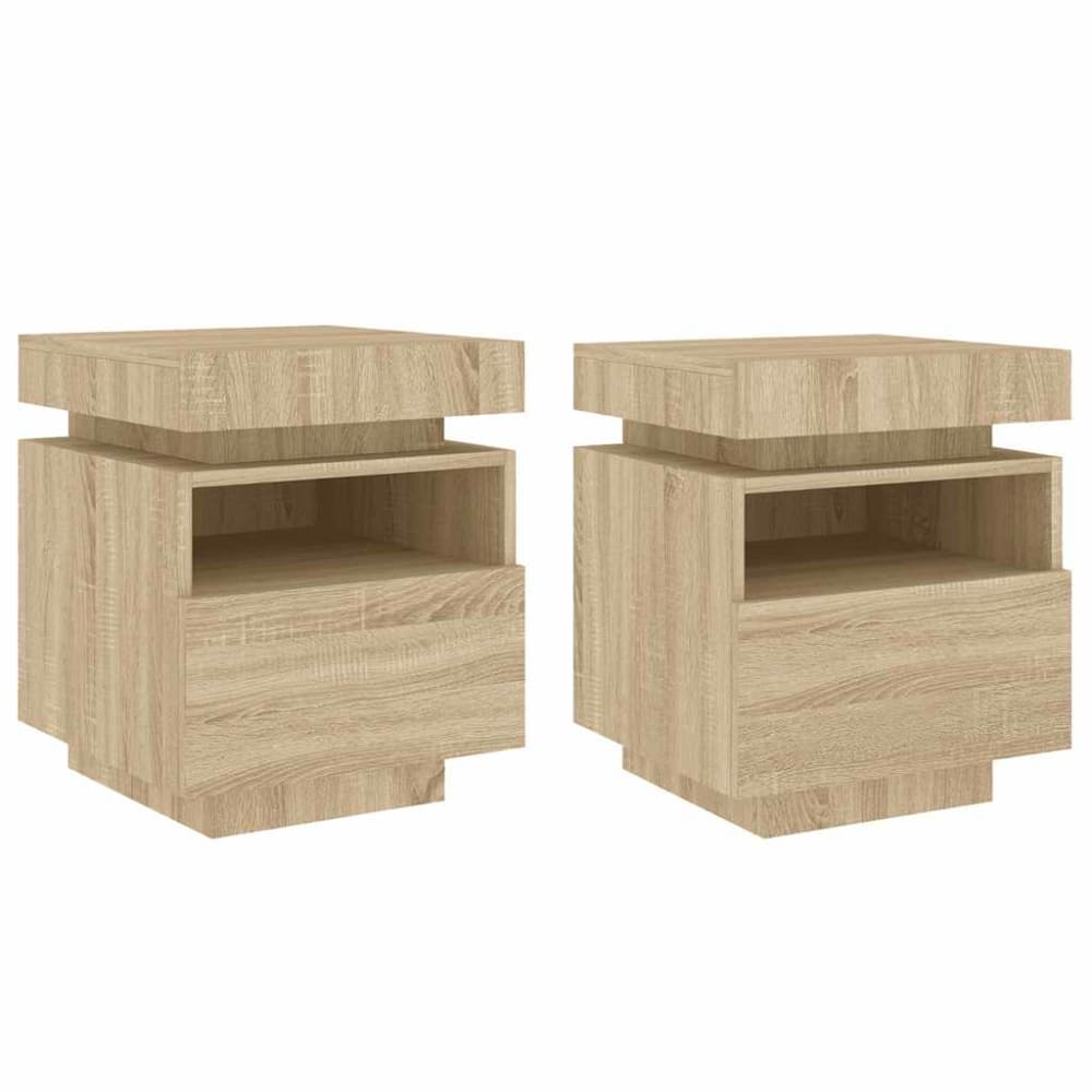 Lot de 2 tables de chevet en bois ocre marron 40 x 39 x 48,5 cm