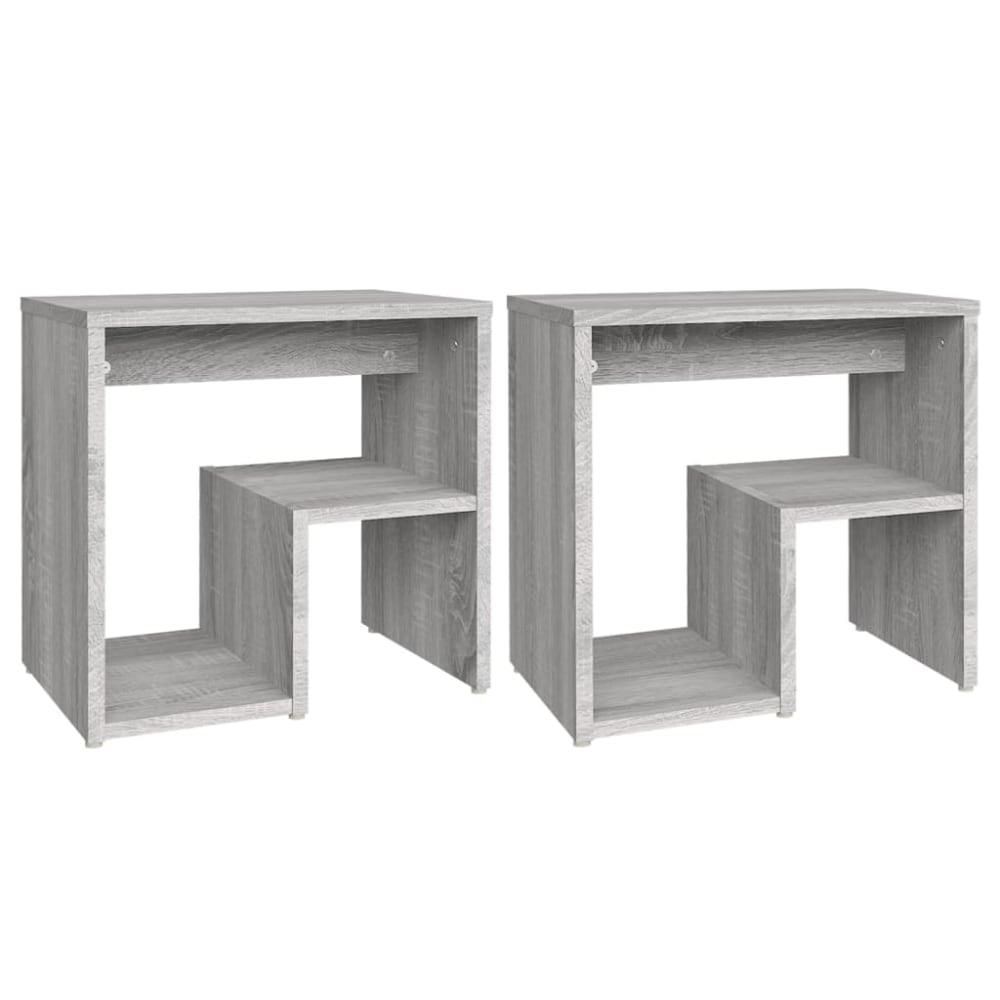 Lot de 2 tables de chevet en bois gris 40 x 30 x 40 cm