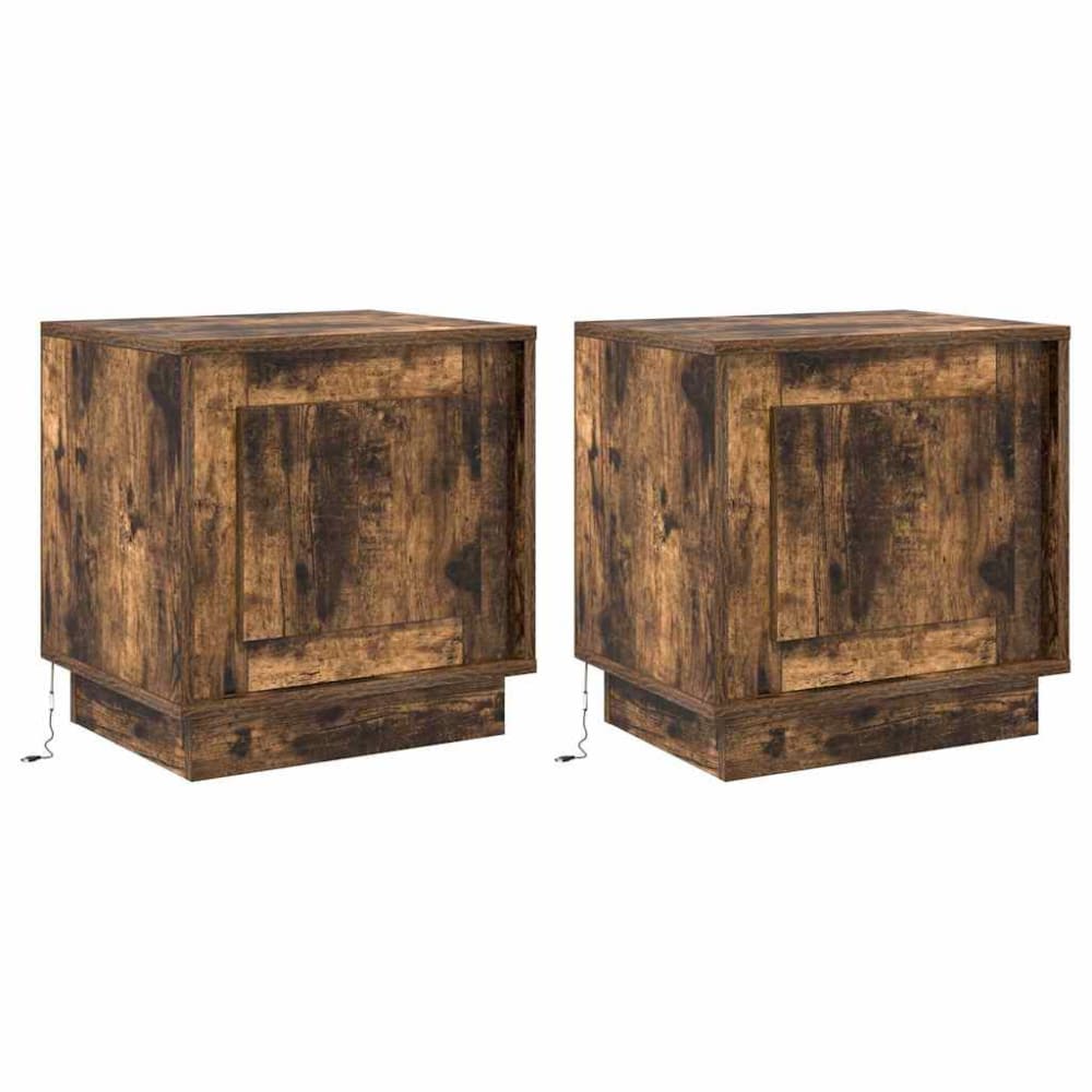 Lot de 2 tables de chevet en bois ambre marron 44 x 34,5 x 45 cm
