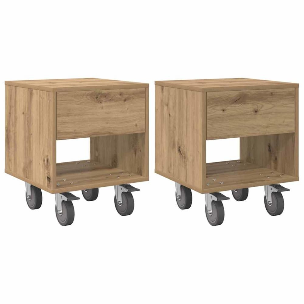 Lot de 2 tables de chevet en bois acajou marron 40,5 x 40 x 48 cm