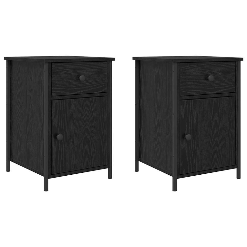 Lot de 2 tables de chevet en bois noir 40 x 42 x 60 cm