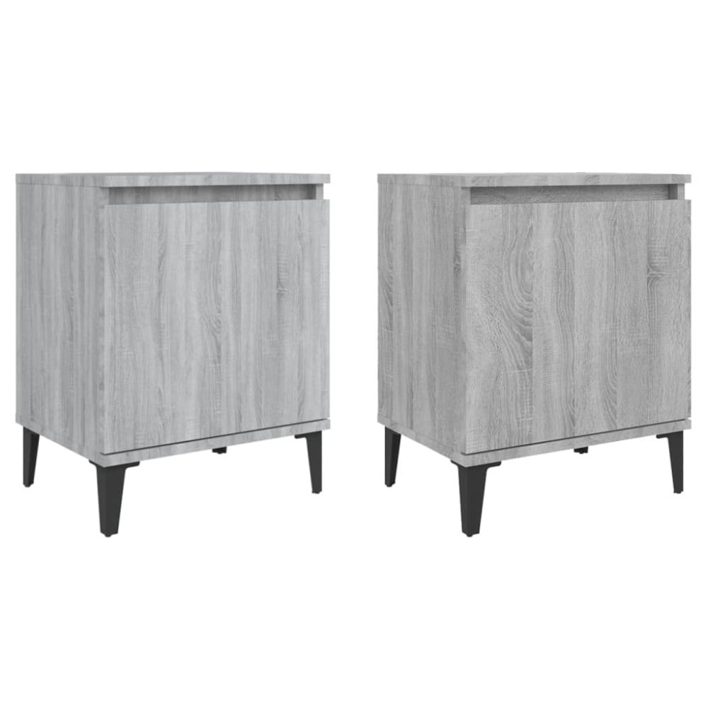 Lot de 2 tables de chevet en bois gris 40 x 30 x 50 cm
