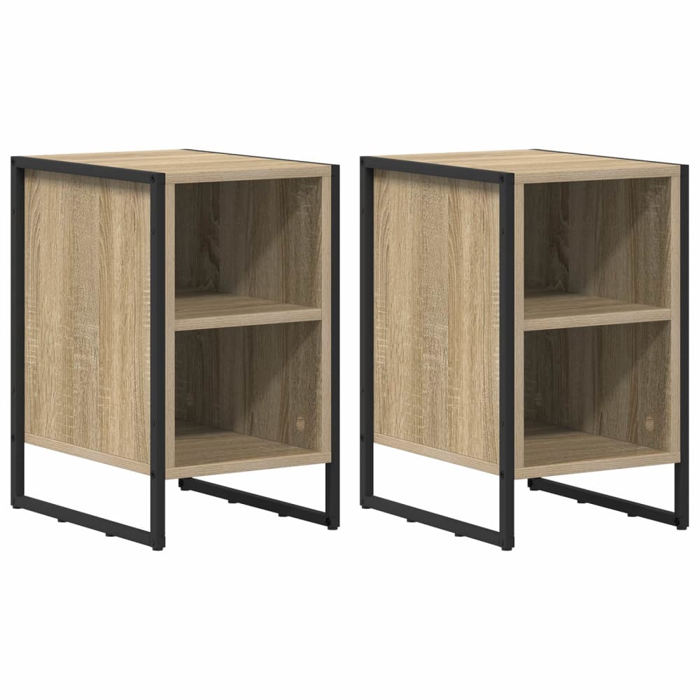 Lot de 2 tables de chevet en bois ambre marron 39,5 x 30 x 50 cm