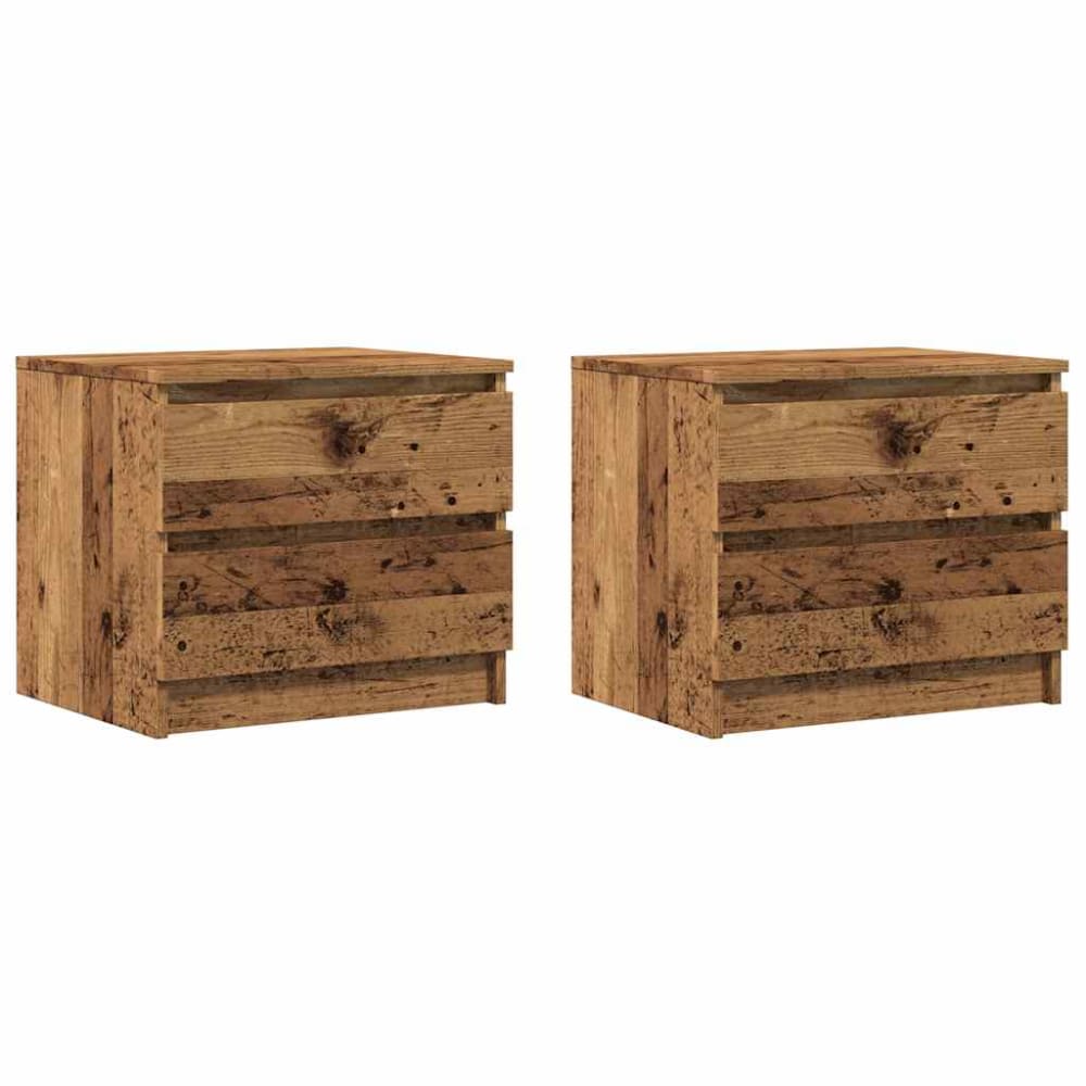 Lot de 2 tables de chevet en bois argile marron 50 x 40 x 43,5 cm