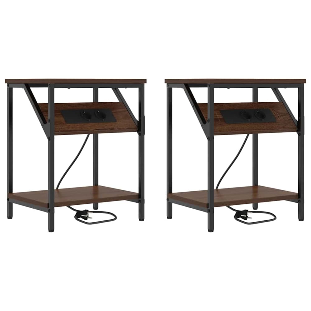 Lot de 2 tables de chevet en bois ambre marron 38 x 30 x 48 cm