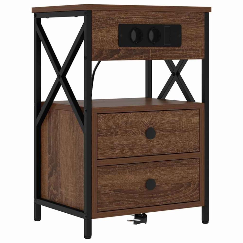 Tables de chevet en bois ambre marron 40 x 31 x 60 cm