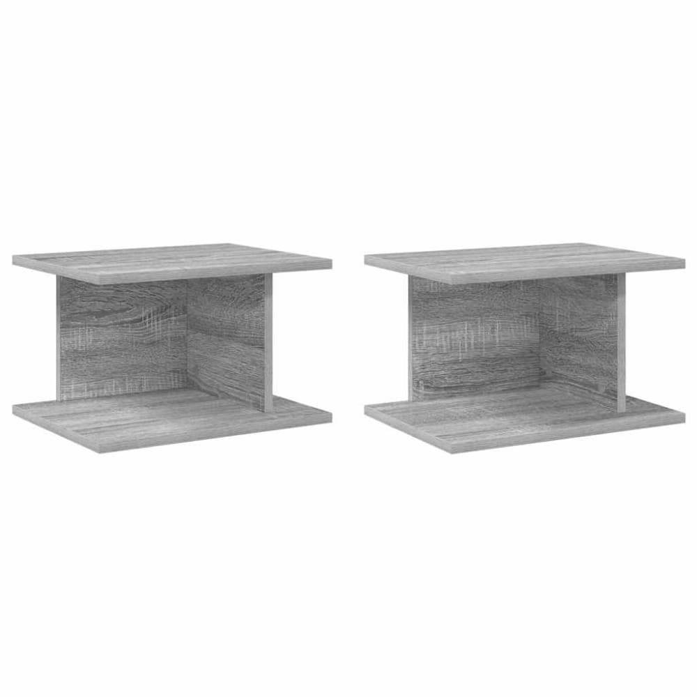Lot de 2 tables de chevet en bois gris 40 x 30 x 25 cm
