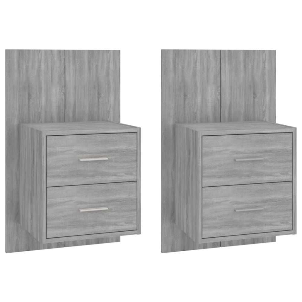 Lot de 2 tables de chevet en bois gris 48,5 x 32,5 x 80 cm