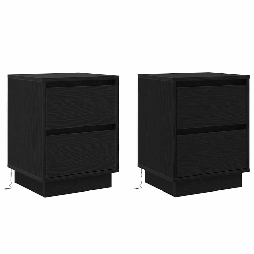 Lot de 2 tables de chevet en bois noir 39 x 34,5 x 50 cm
