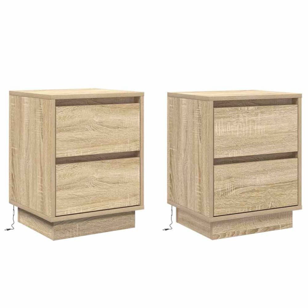 Lot de 2 tables de chevet en bois ambre marron 39 x 34,5 x 50 cm