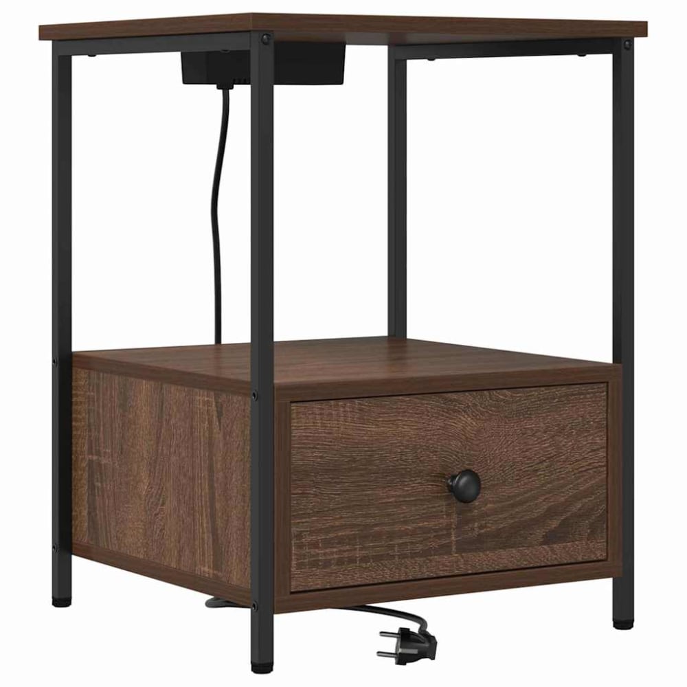 Tables de chevet acier ambre marron 42 x 41 x 56 cm