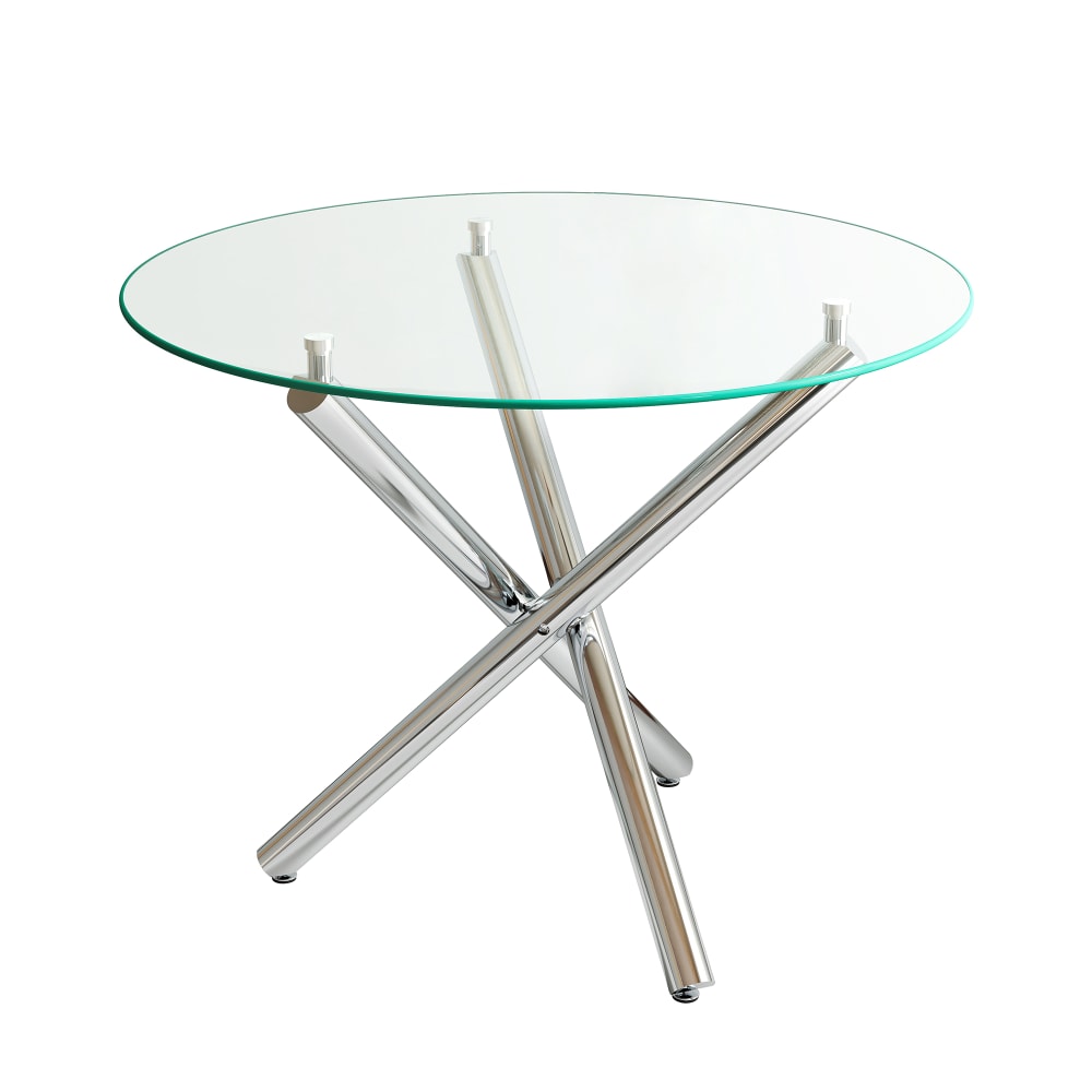 Table ronde en verre - argent
