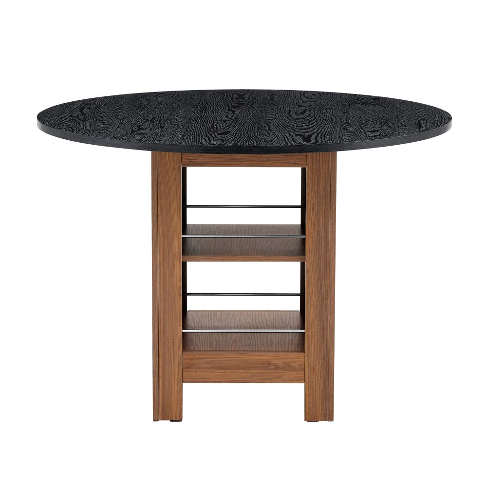 Runder Esstisch mit Stauraumregal 100 cm, Schwarz - Maisons Du
