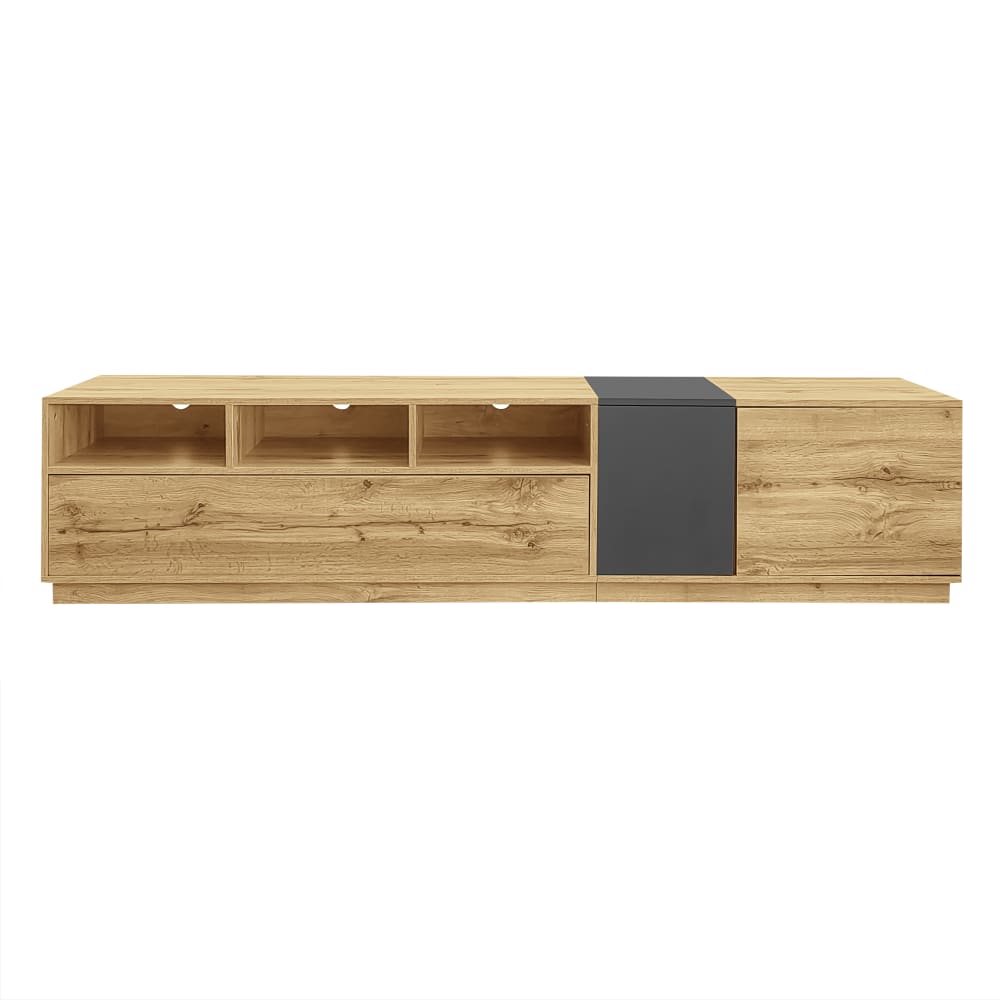 Meuble tv avec rangements, - naturel noir gris
