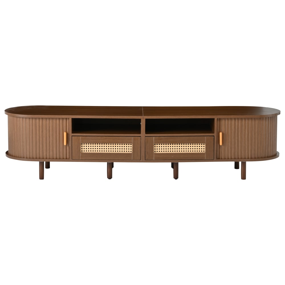 Meuble tv ovale à 2 tiroirs, 170 cm, chêne foncé