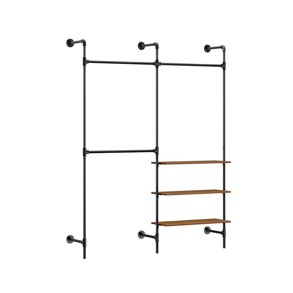 Portemanteau sur pied à 3 étagères noir 168x46x220cm industriel