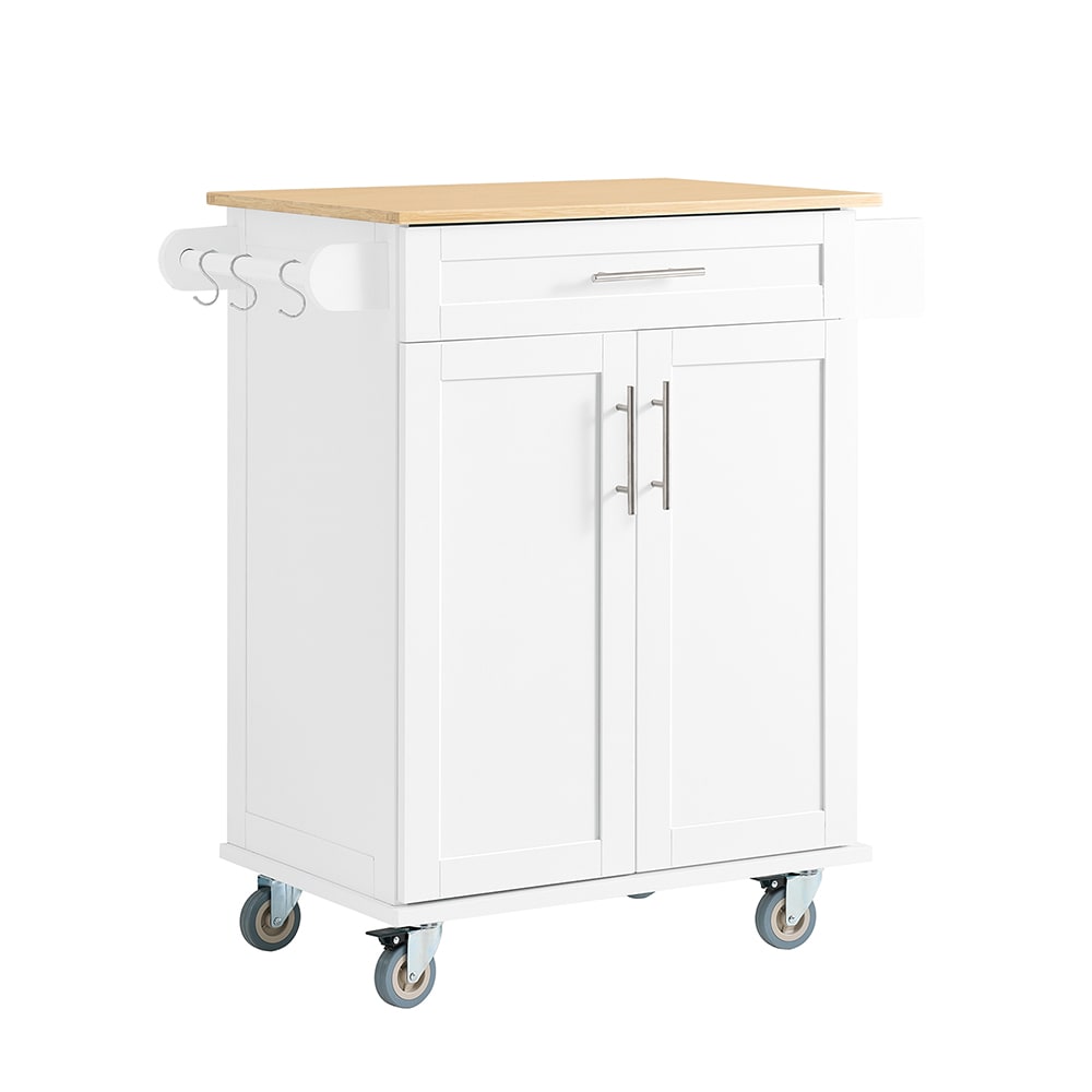 SoBuy Küchenwagen mit schublade weiß 83x46x91cm style landhaus - Bambus