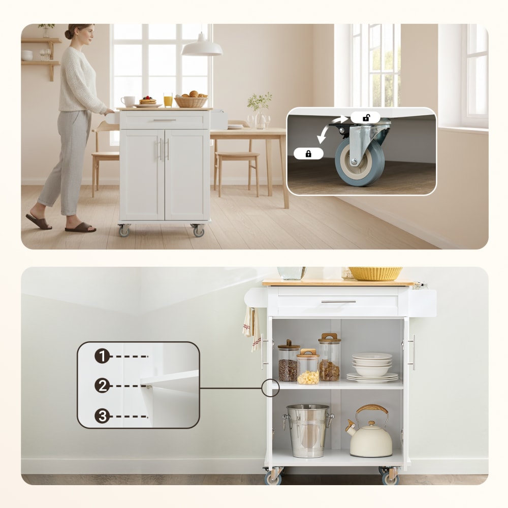 Küchenwagen mit schublade weiß 83x46x91cm - Maisons Du Monde