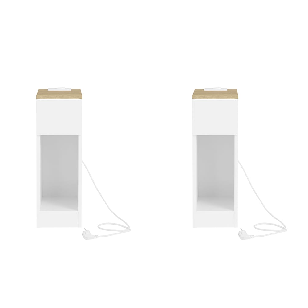 2Er Set Nachttisch Schmaler Mit Ladefunktion (Usb & Typ-C) 20X35X60 Cm