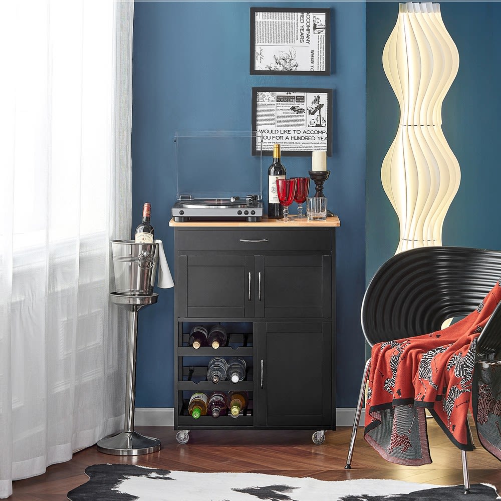 Küchenwagen mit einer schublade schwarz 67x38x87cm modern -