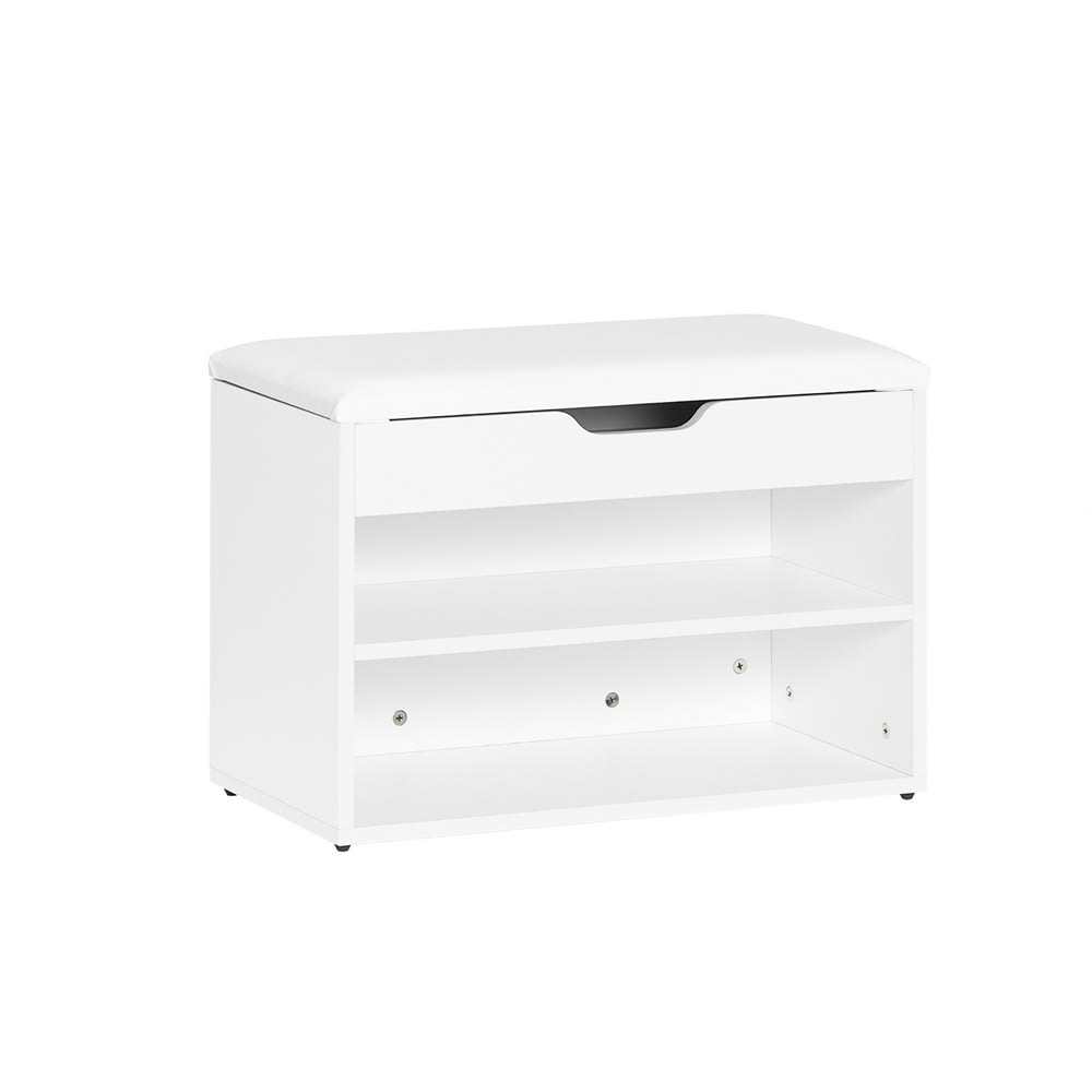 SoBuy Schuhbank mit Sitzfläche weiß Holzwerkstoff - Spanplatte