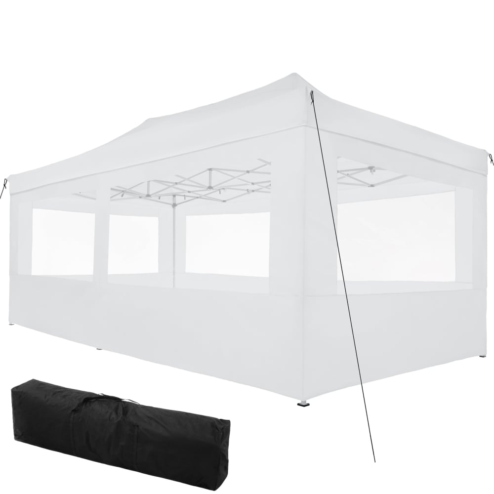 Tonnelle 6 x 3 m avec 4 rideaux blanc
