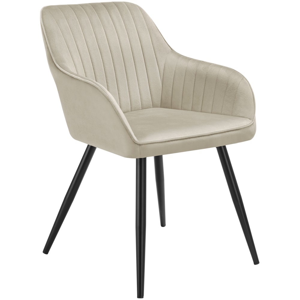 Chaise de salle à manger en velours matelassée capitonnée crème