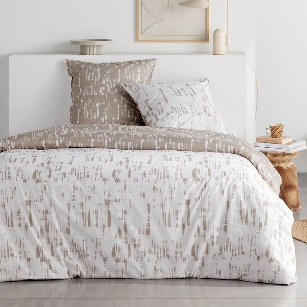 Parure de lit imprimé Graphique  260x240cm Beige