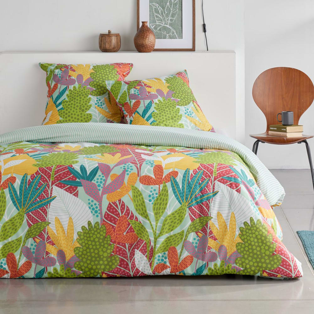 Parure de lit imprimé Floral  260x240cm Vert