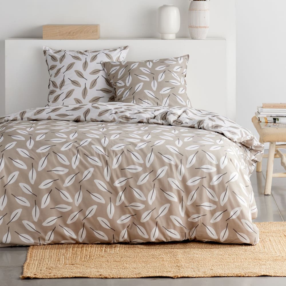 Parure de lit imprimé Floral  240x220cm Beige