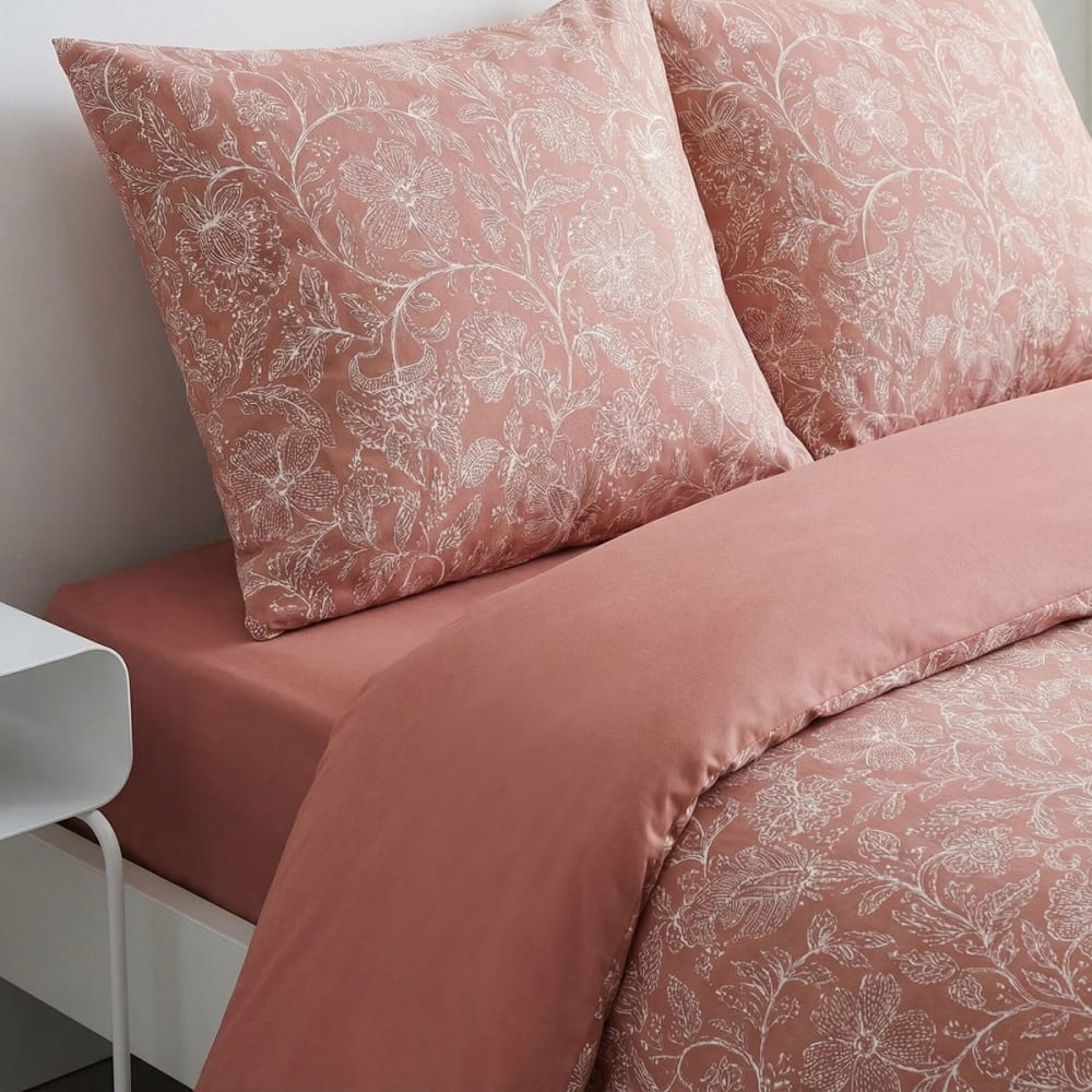 Parure de lit imprimé floral 240x220cm rose — vue 4