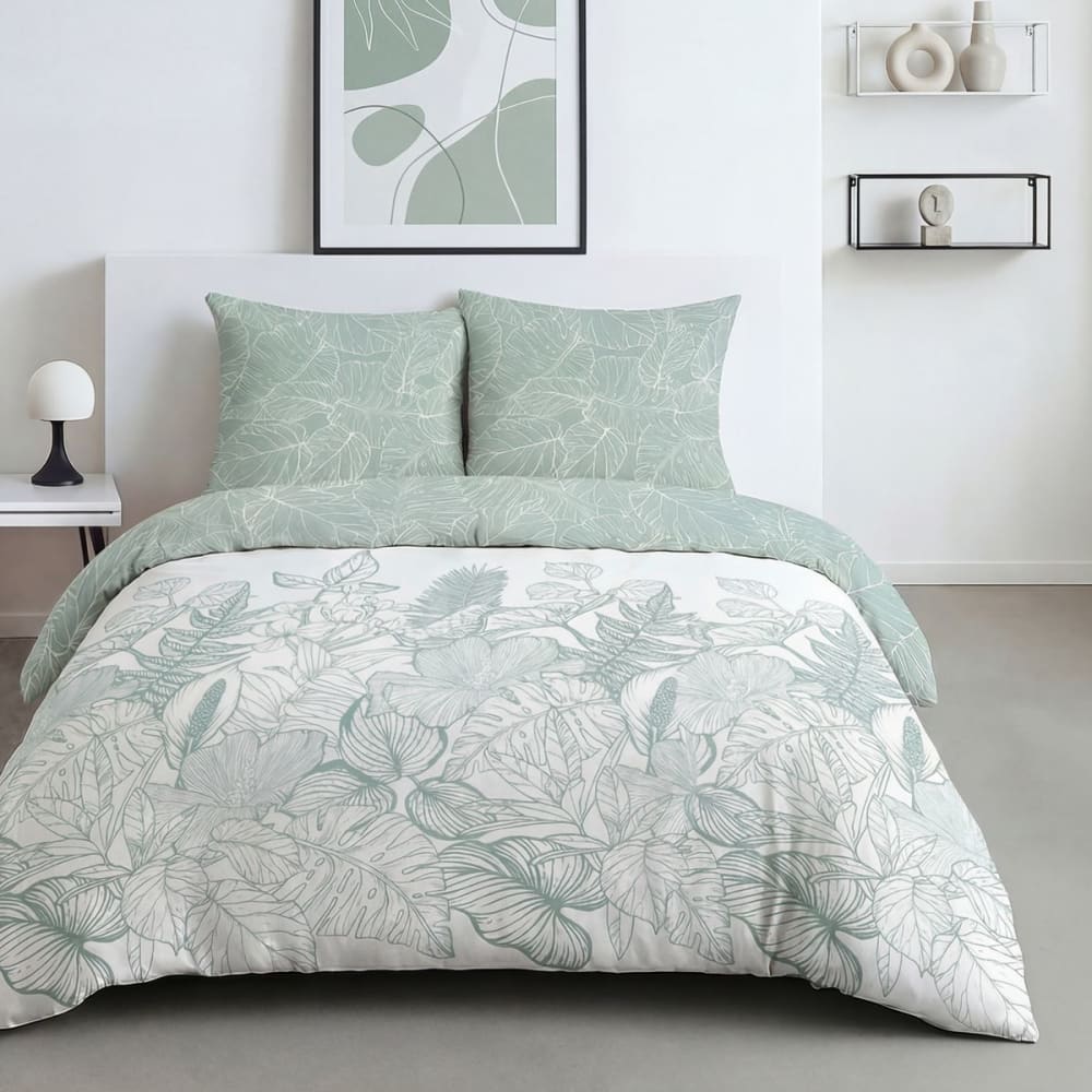 Parure de lit imprimé floral 240x220cm blanc