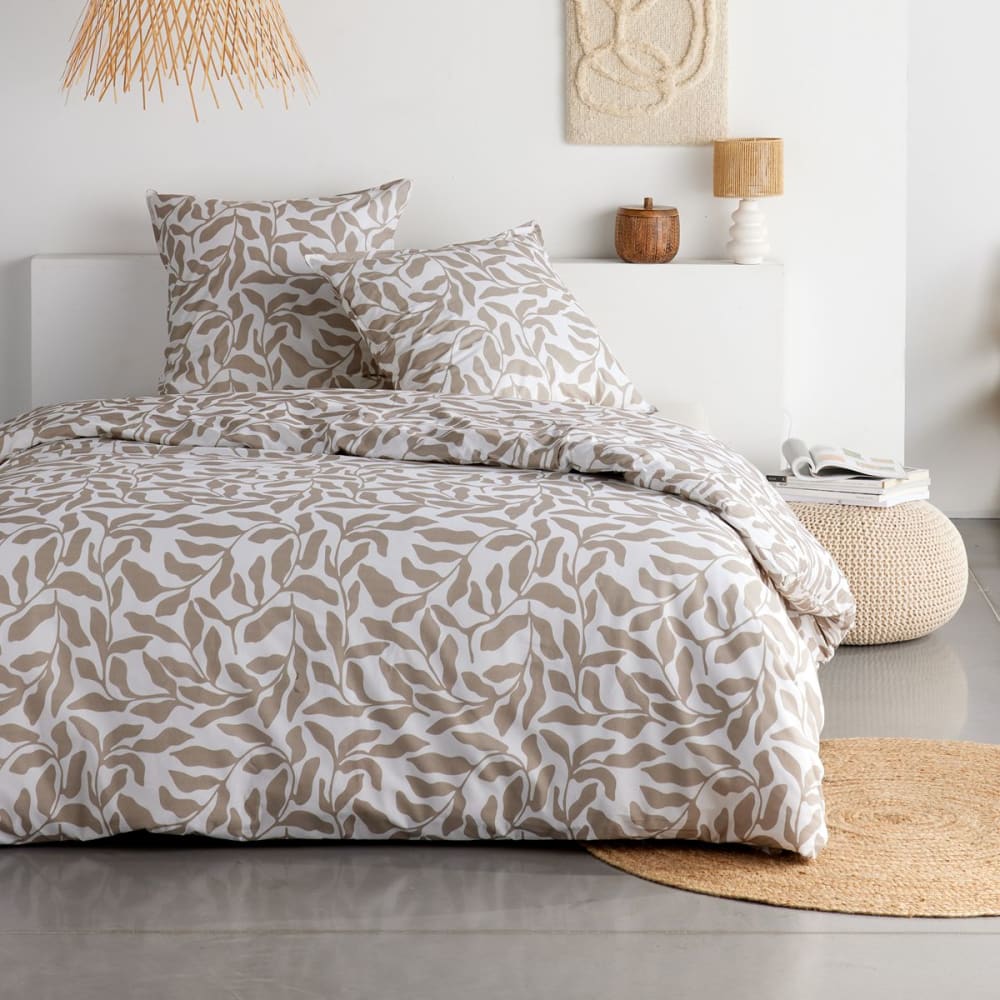 Parure de lit imprimé Floral  260x240cm Beige
