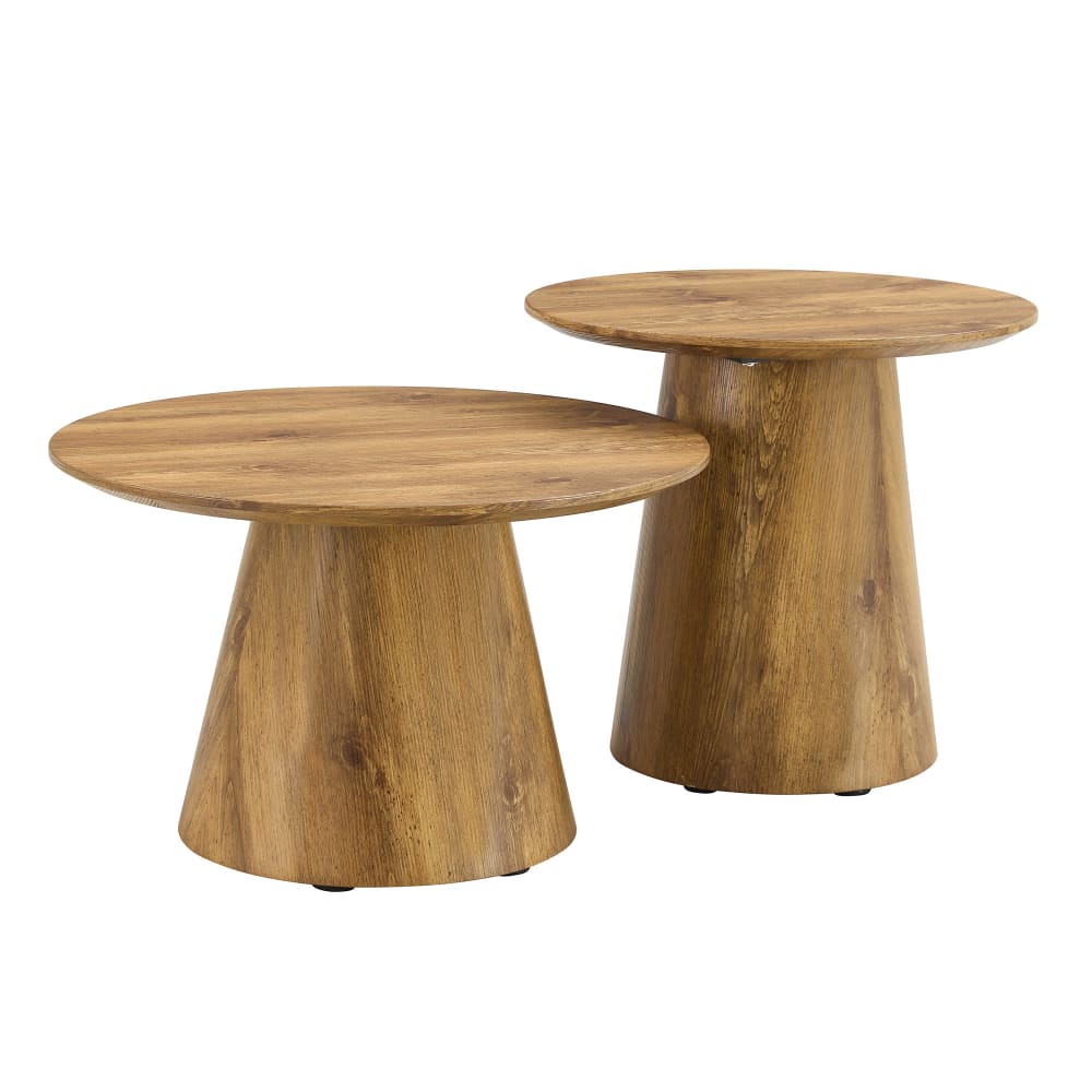 Urban Meuble Set aus 2 runden, ineinander schiebbaren Couchtischen, Beige Beige Spanplatte