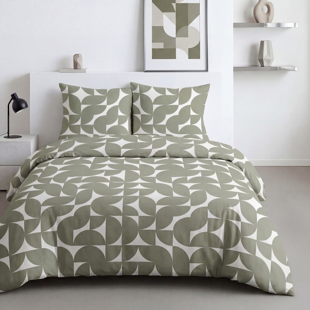 Parure de lit imprimé Graphique  260x240cm Vert