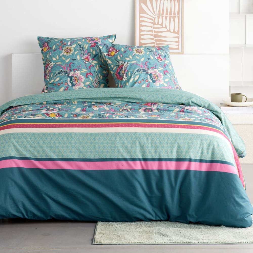 Parure de lit imprimé floral 240x220cm bleu — vue 3