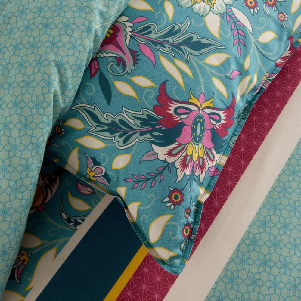 Parure de lit imprimé floral 240x220cm bleu — vue 4