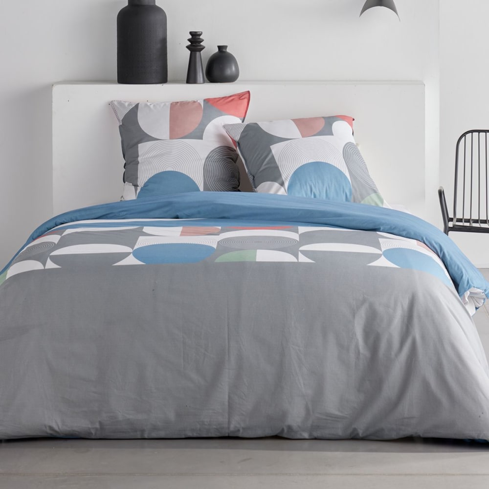 Parure de lit imprimé Graphique  260x240cm Gris anthracite