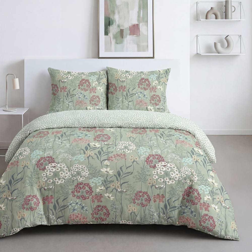 Parure de lit imprimé Floral  260x240cm Vert