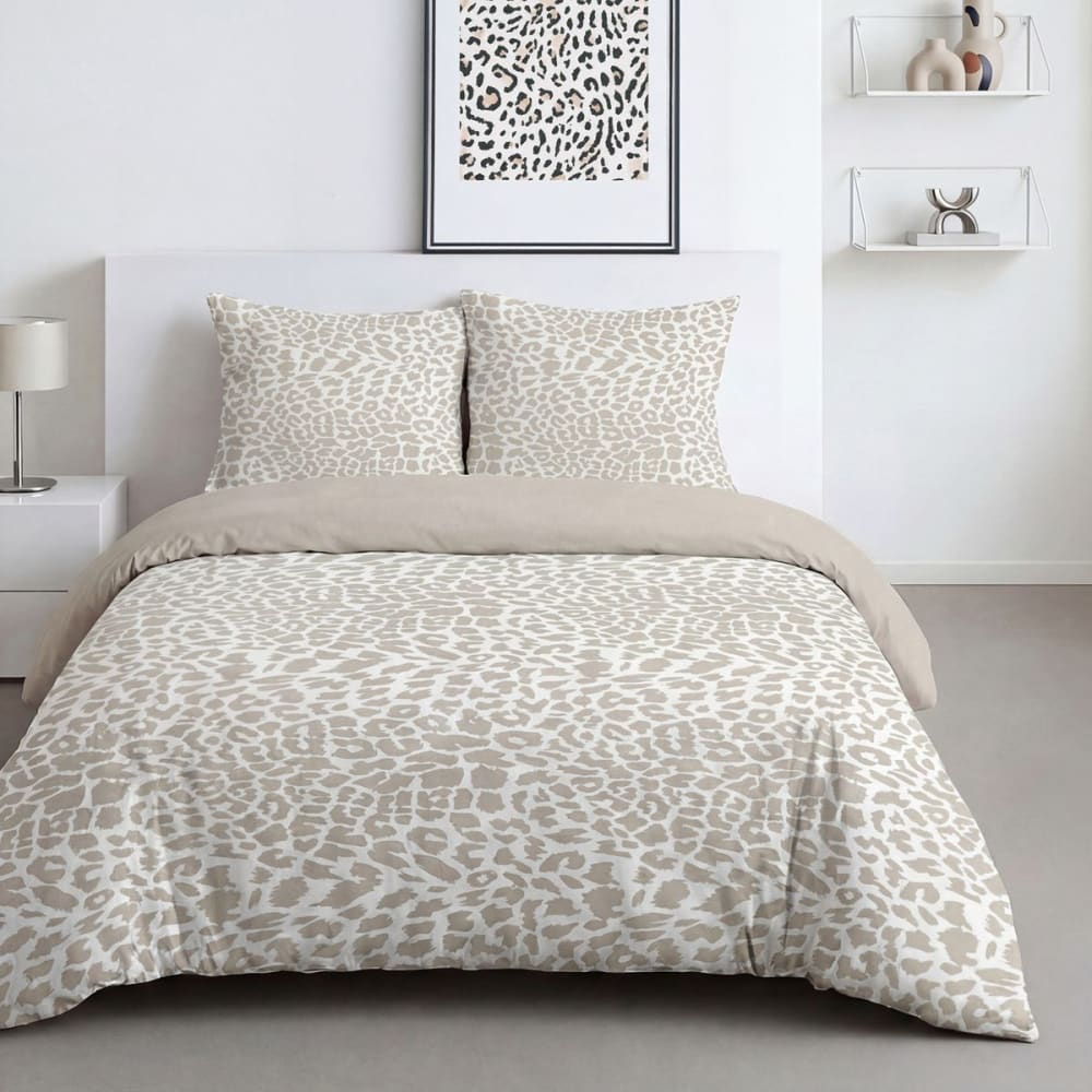 Parure de lit imprimé animalier 260x240cm beige Parure de lit imprimé animalier 260x240cm beige