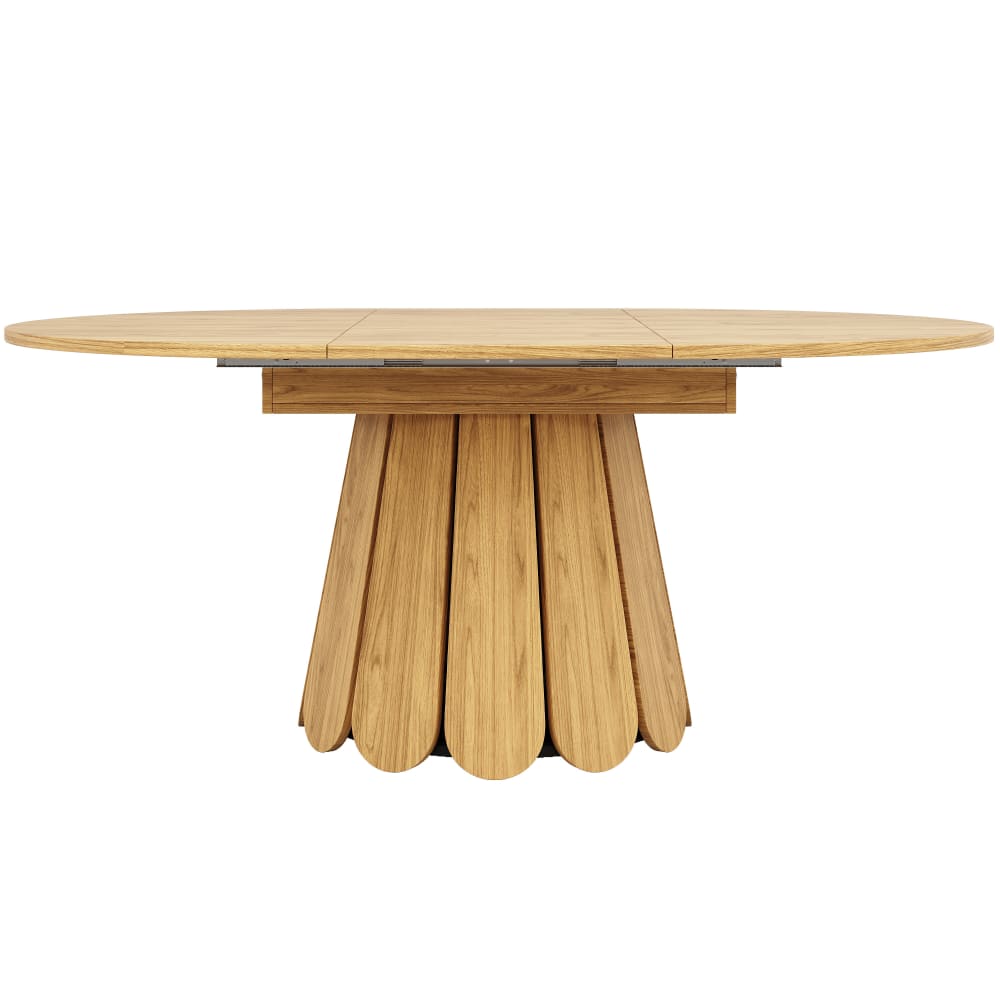 Table à manger ronde extensible en bois clair 6 personnes
