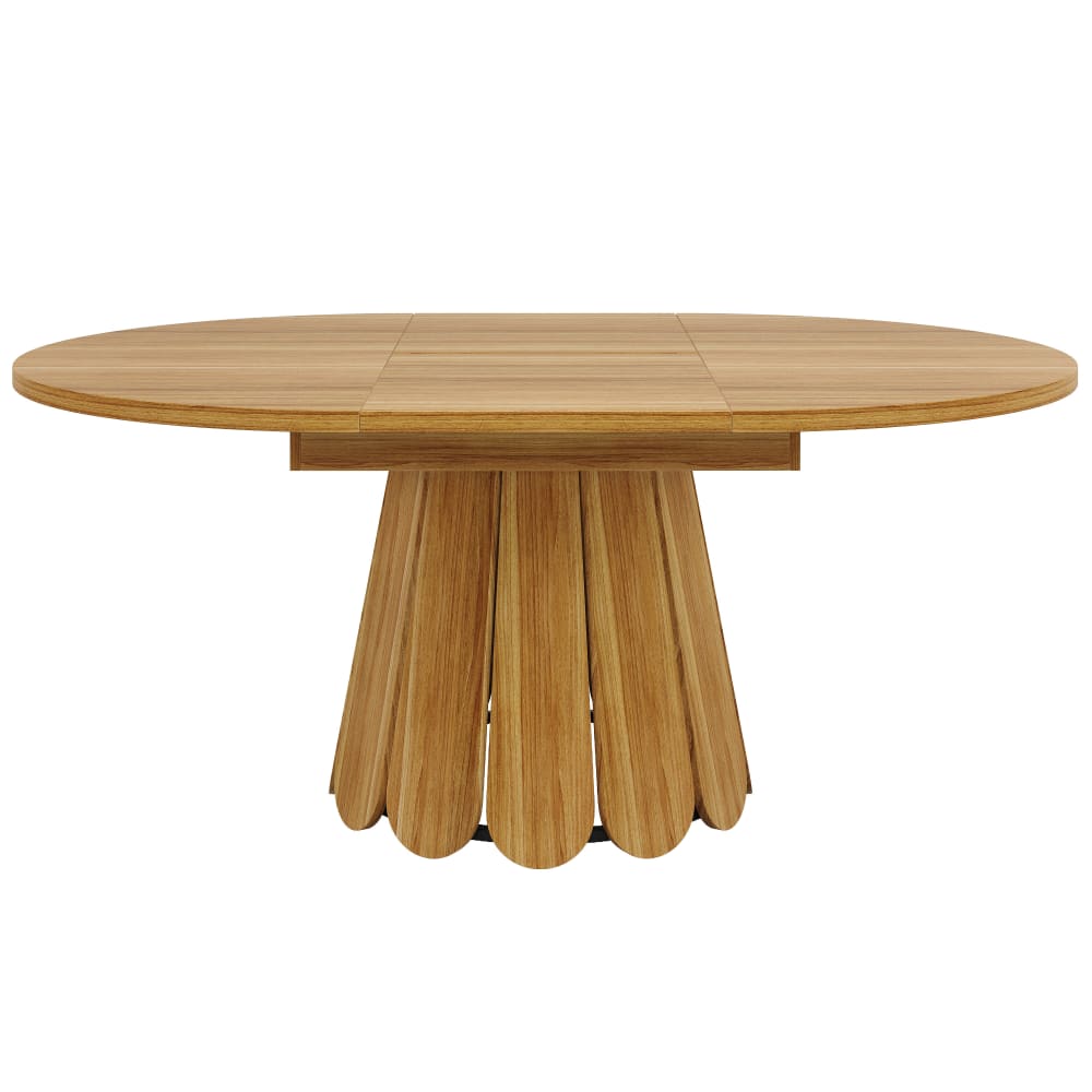 Table à manger extensible ronde en bois brun 6 personnes 118–158 cm