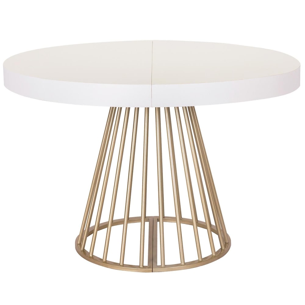 Table ronde extensible Blanc pieds doré