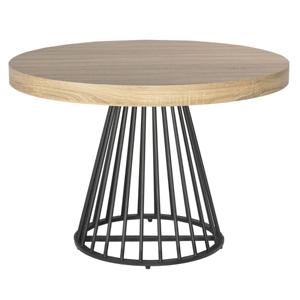 Table ronde extensible chêne clair pieds noir