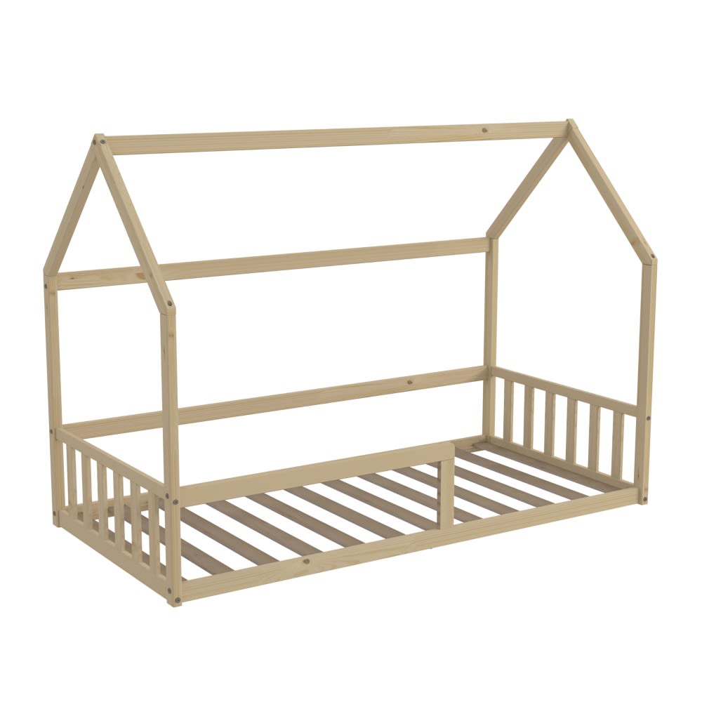 Weber industries - Lit cabane en bois clair 90x190 cm