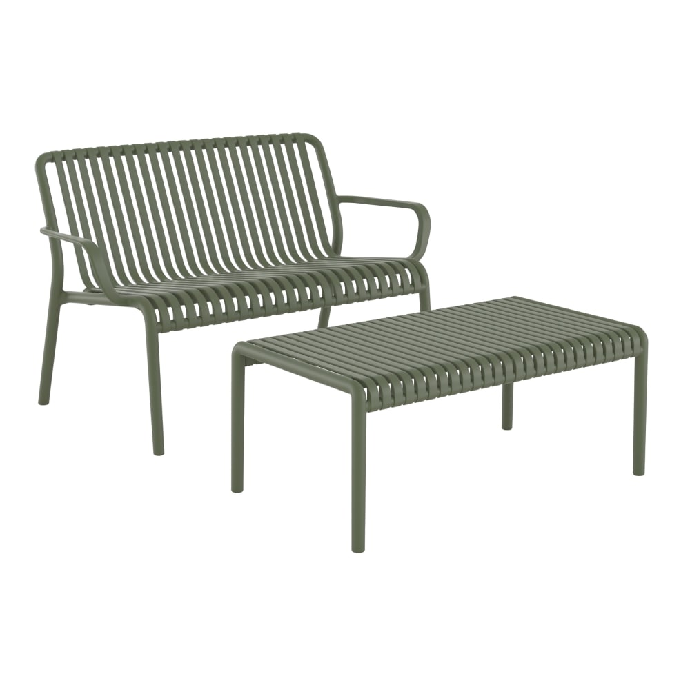 Salon de jardin 2 places en plastique vert kaki