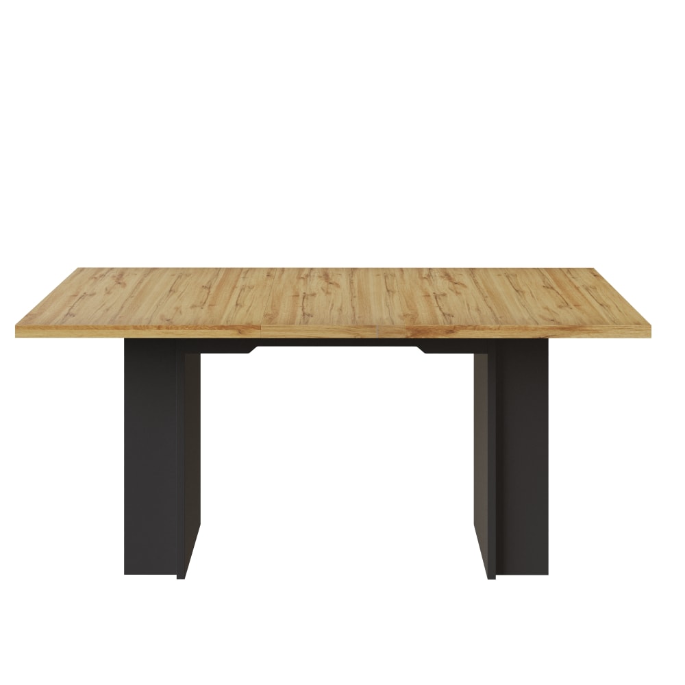 Table de salle à manger extensible avec étagères 120-160 cm, naturelle