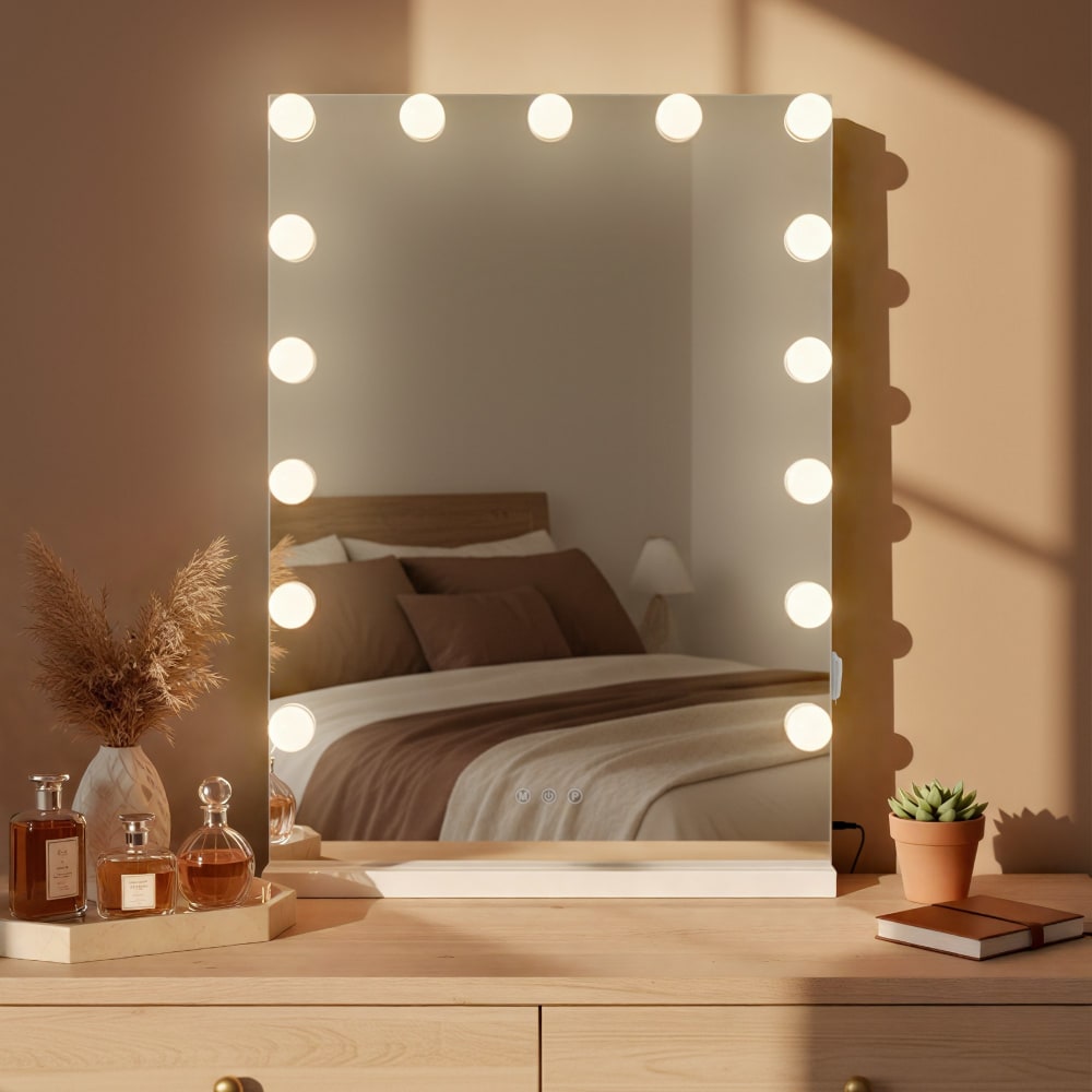 CLP Schminkspiegel dimmbar mit Led USB aus Kunststoff weiß style modern - Harz
