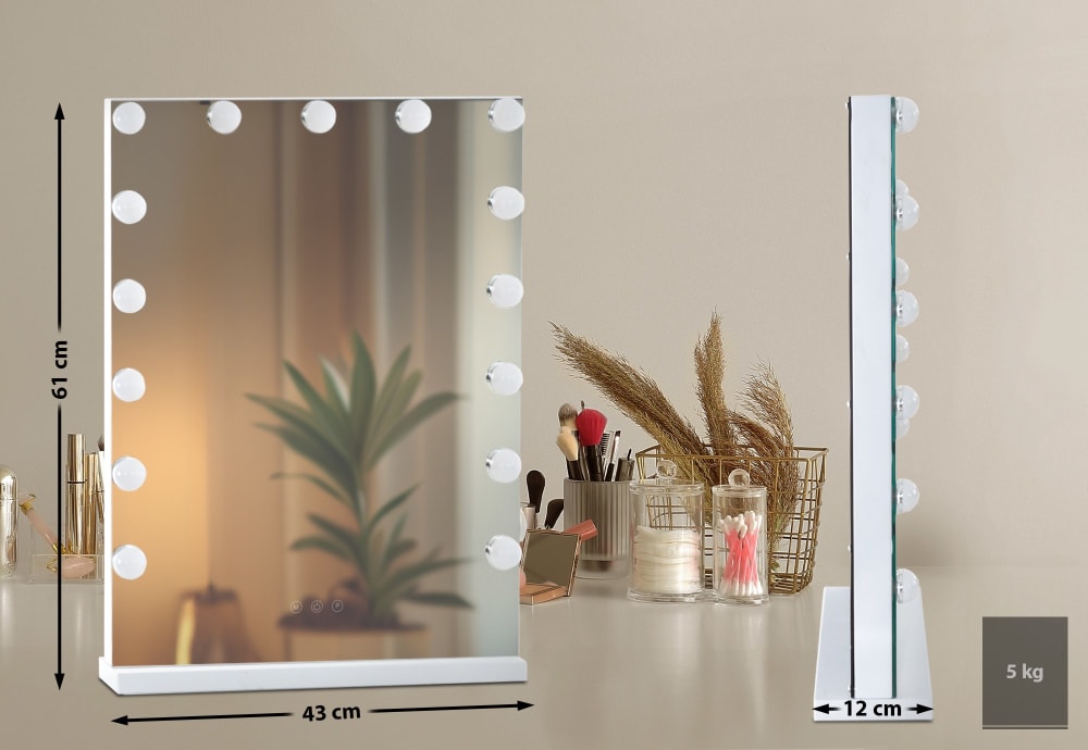 Schminkspiegel dimmbar mit Led USB aus Kunststoff weiß - Maisons